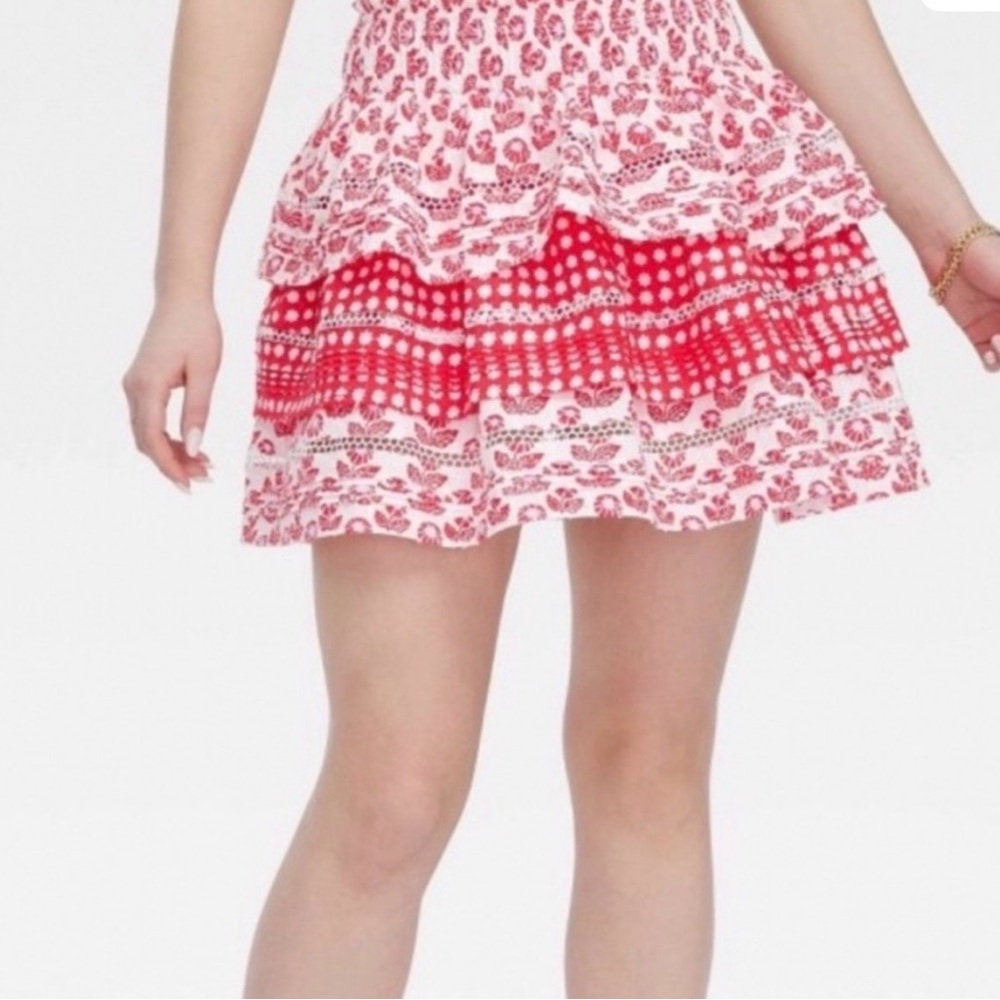 Roller Rabbit x Target Red Printed Tiered Mini Skirt